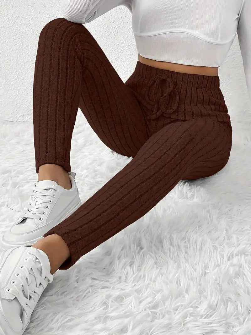 Damen Fleece Sweatpants Weich Rippstruktur