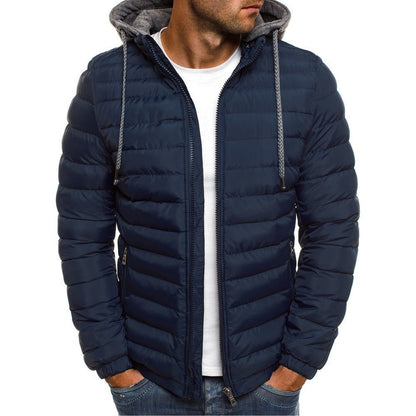 Men's Quilted Jacket Windproof Hood