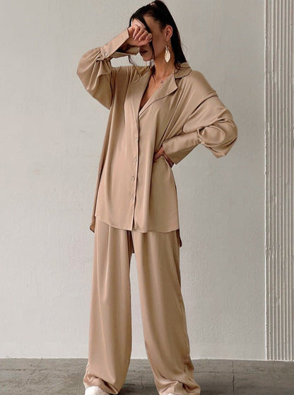 Women's Loungewear Set with Wide-Leg Pants