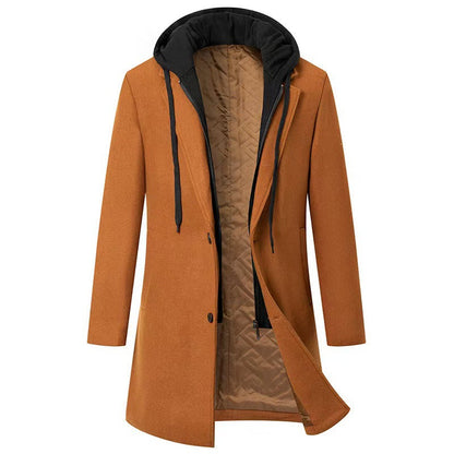 Women's Stylish Long Jacket Detachable Hood Trendy Lining