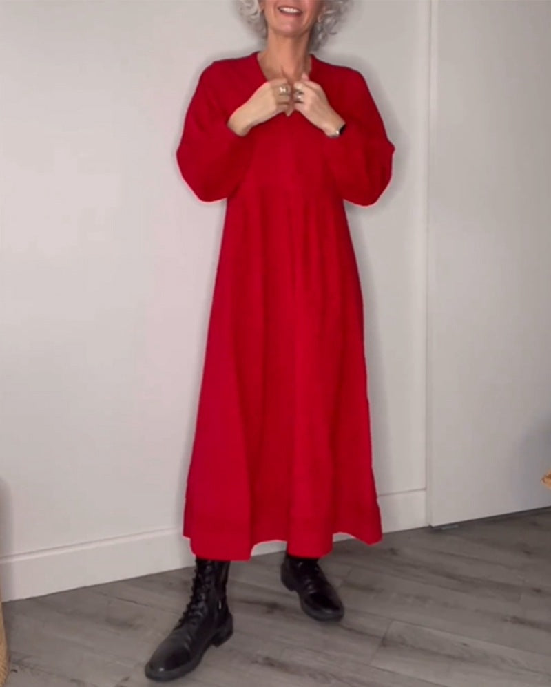 Women's Maxi Dress Elegant V-Neck Long Sleeve
