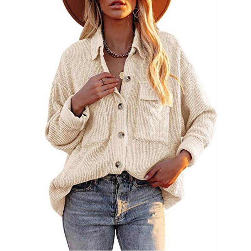 Damen Oversize Bluse mit Struktur und Knöpfen - IdealeKleiden