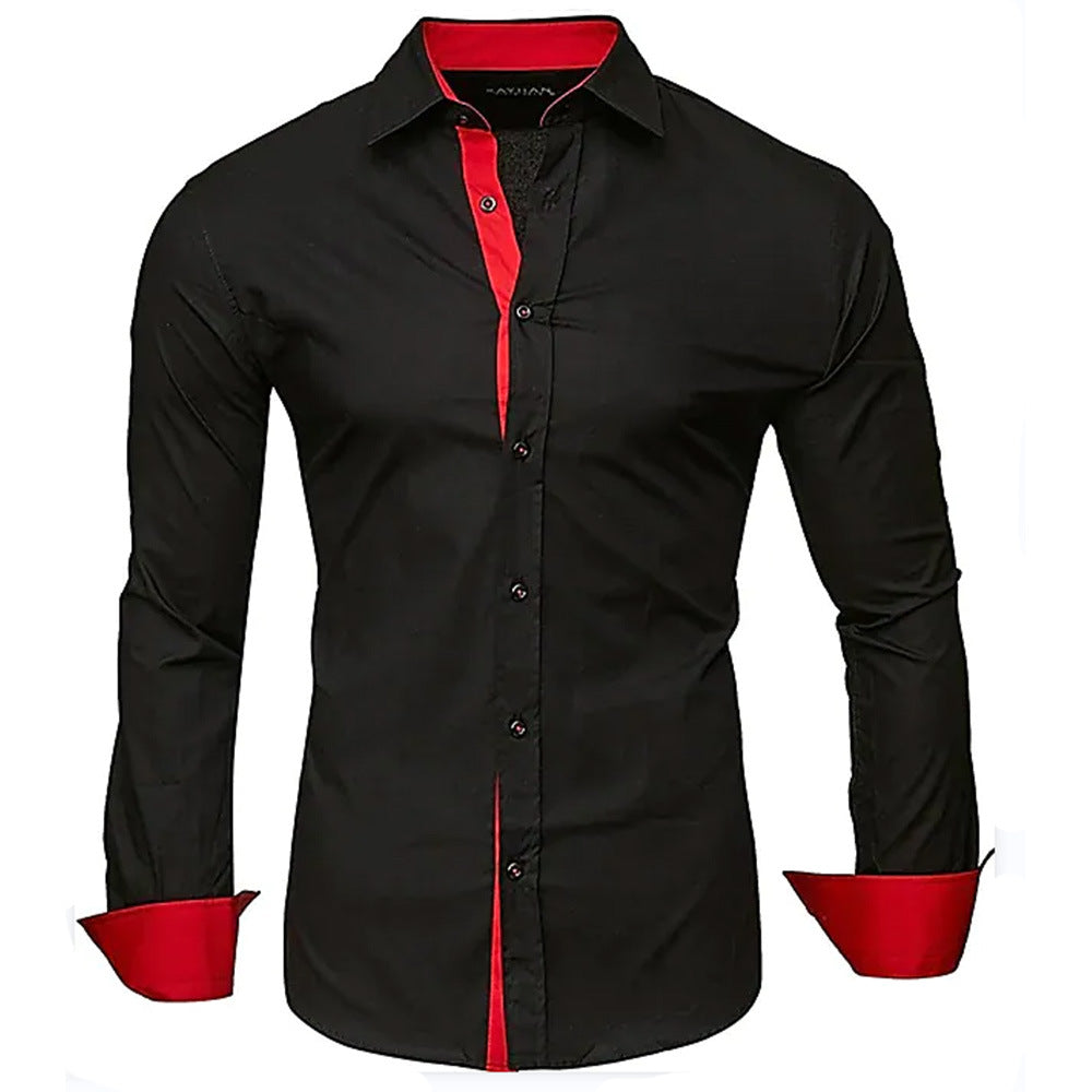 Men's Elegant Long-Sleeve Shirt with Contrast Cuffs