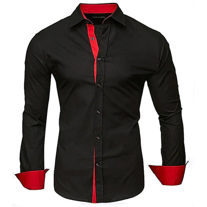 Men's Elegant Long-Sleeve Shirt with Contrast Cuffs