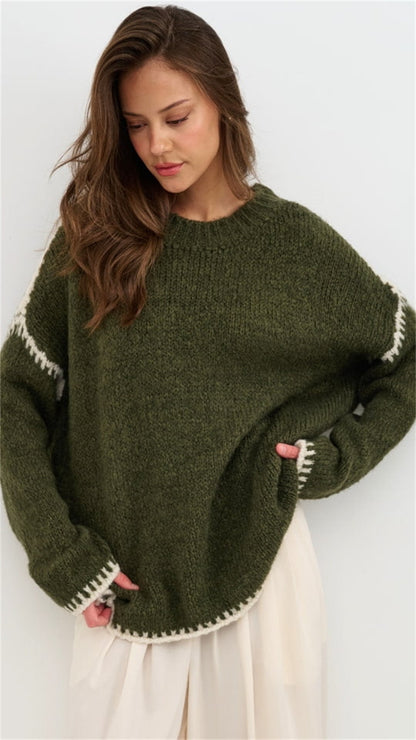 Women's soft sweater with contrast details