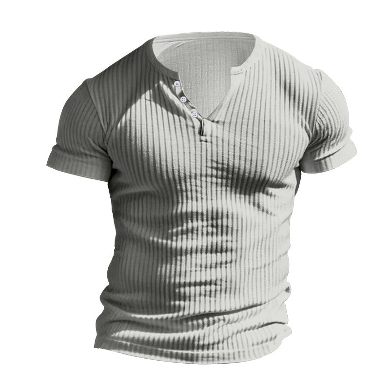 Herren Kurzarm T-Shirt Ripp-Design Klassisch
