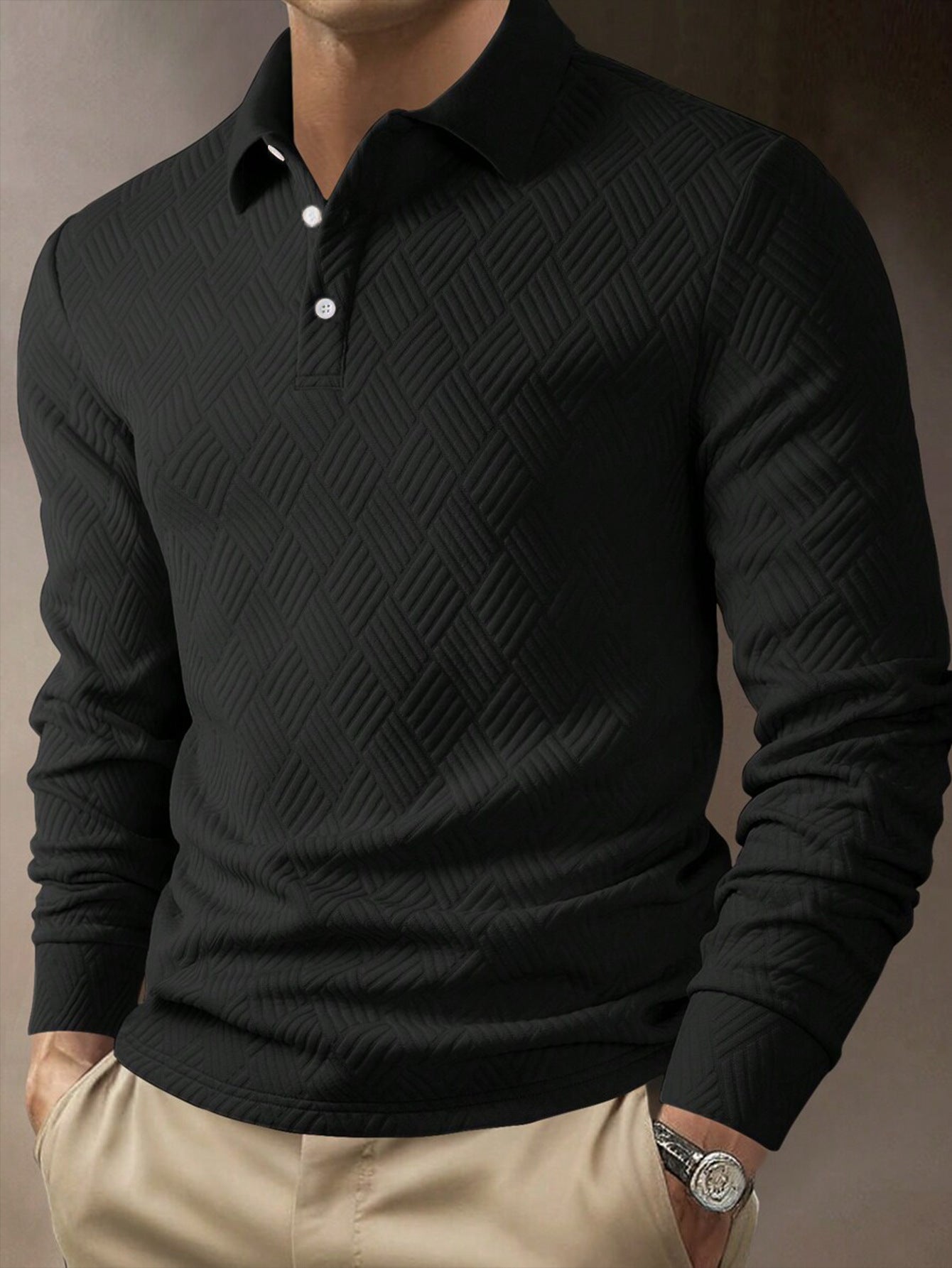Men's Long-Sleeve Polo Shirt Elegance