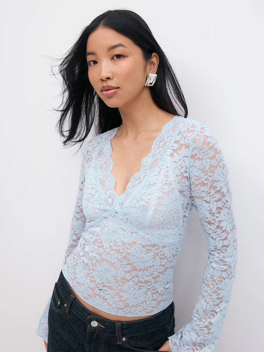 Women's Lace Top V-Neck Elegant Design