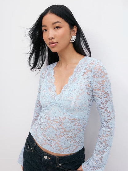Women's Lace Top V-Neck Elegant Design