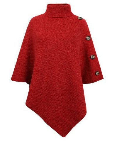 Women's Poncho Knit Modern Buttons