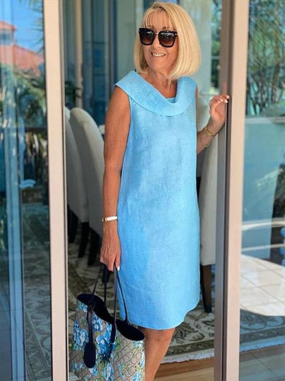 Women's Summer Dress Linen Elegant Lace-Up