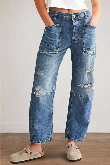Women's Jeans Large Pockets Comfort Fit