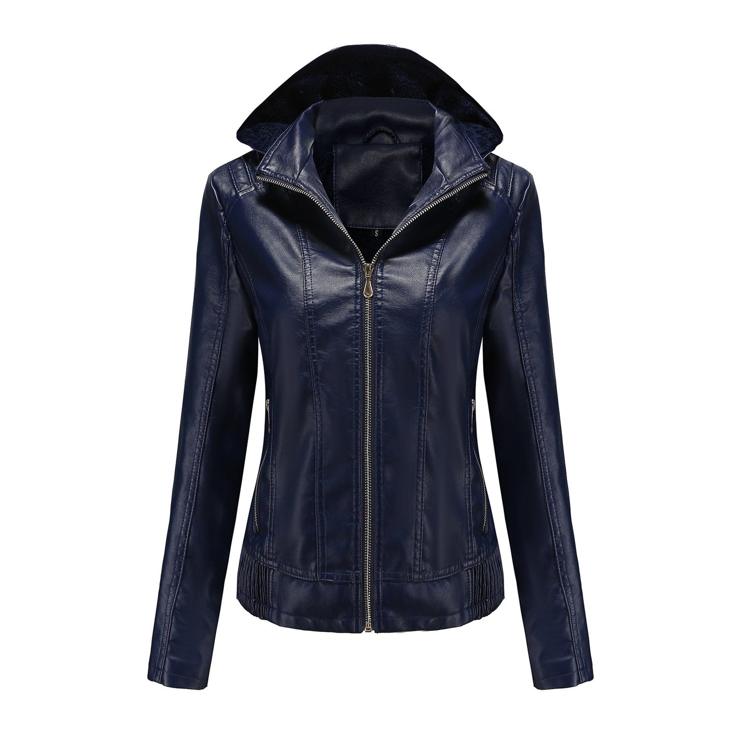Women's Leather Jacket Elegant Cut With High Collar