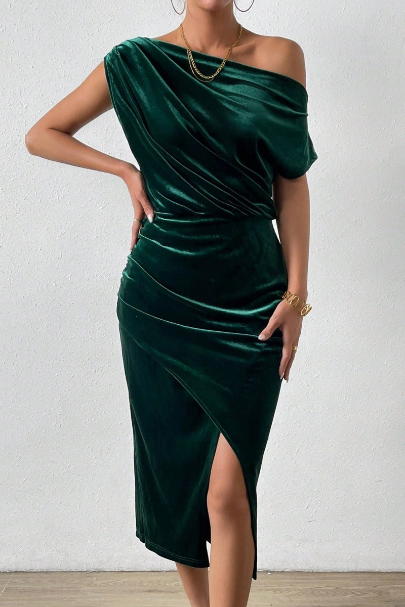 Women's Summer Dress Elegant Off-the-Shoulder Midi Dress