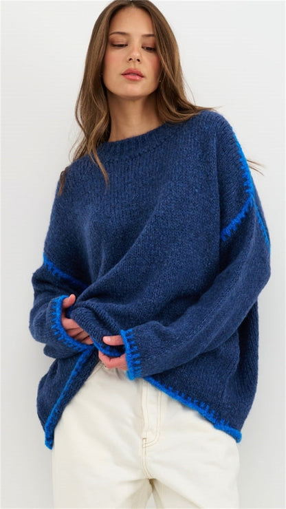 Women's soft sweater with contrast details