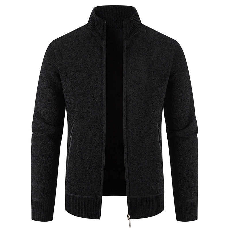 Men's Cardigan Elegant High Collar Zipper Pockets
