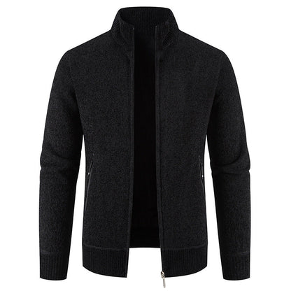 Men's Cardigan Elegant High Collar Zipper Pockets