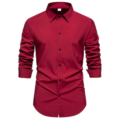 Men's Long-Sleeved Cotton Shirt Modern Fit