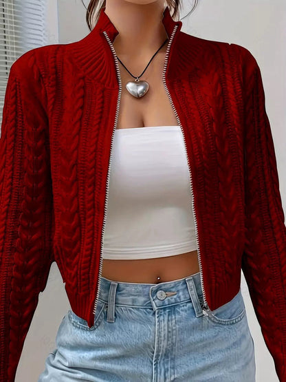 Women's Cardigan Elegant Cable Knit Design Modern Women's Shoes