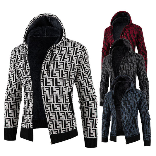 Herren Strickjacke Zopfmuster Weich Innenfutter - IdealeKleiden