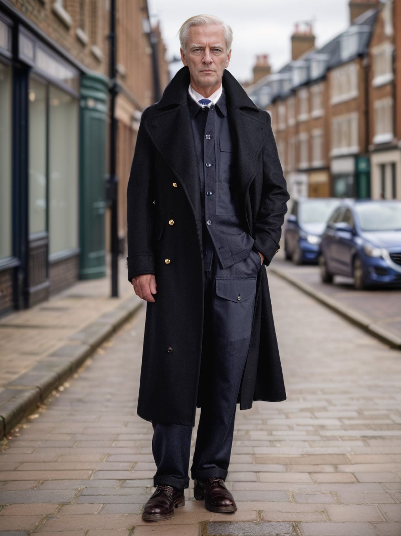 Men's Elegant Long Wool Coat Overseas Style