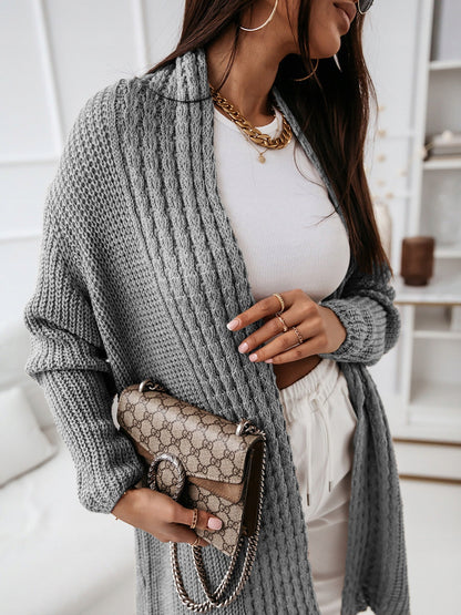 Long-Sleeve Cardigan Woolly Loose Laced