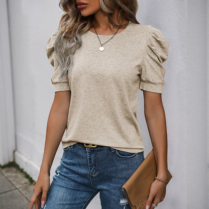 Elegant Women's T-Shirt with Puff Sleeves