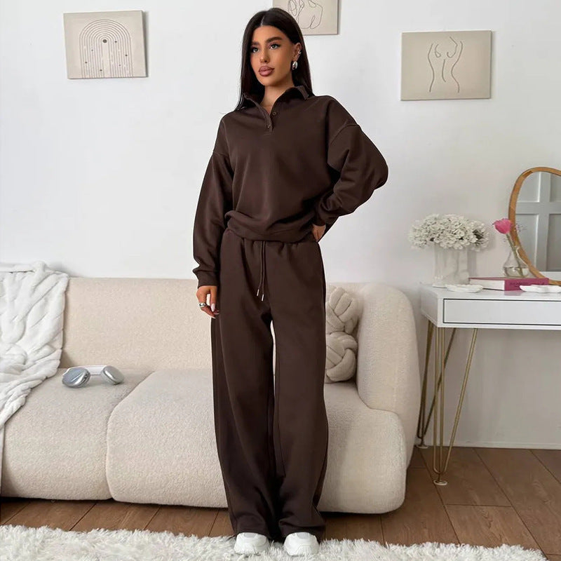 Damen Leichtes Poloshirt und Comfort Hosen Set - IdealeKleiden