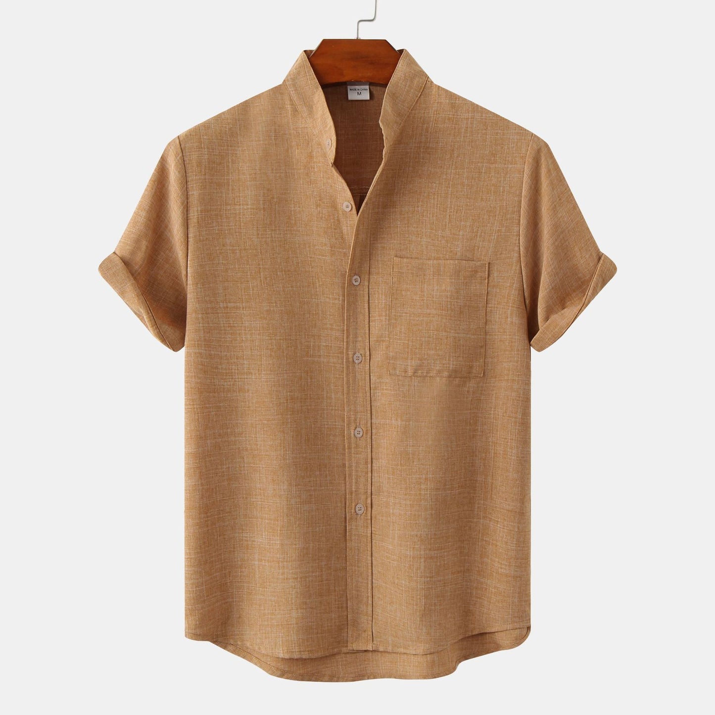 Men's Short-Sleeved Modern Stand-Up Collar Shirt