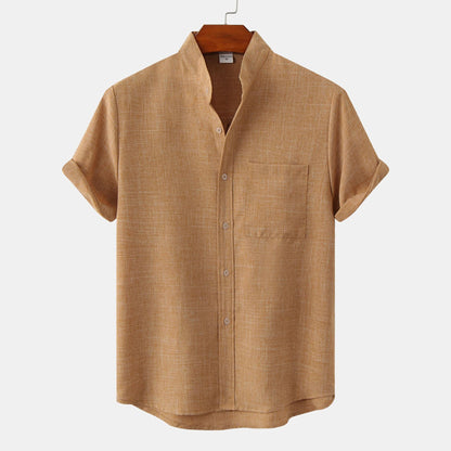 Men's Short-Sleeved Modern Stand-Up Collar Shirt
