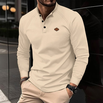 Men's Long-Sleeved Shirt Elegant Pattern Modern Collar