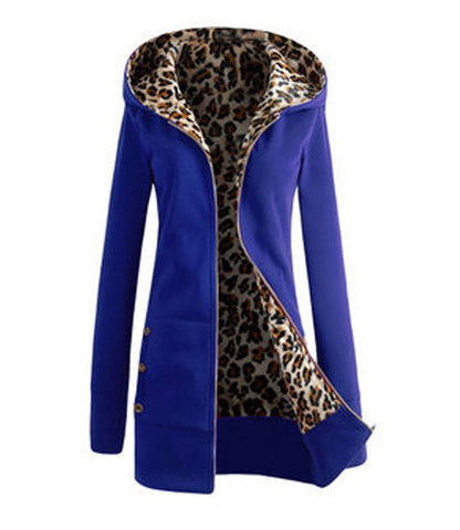 Women's Leopard Lined Sweater Jacket Trendy Style