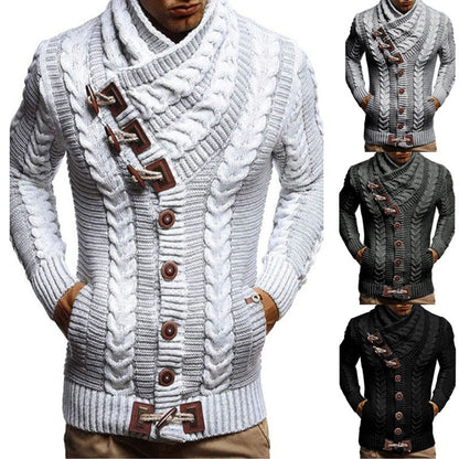 Herren Strickjacke Grobstrick Moderne Knöpfe - IdealeKleiden