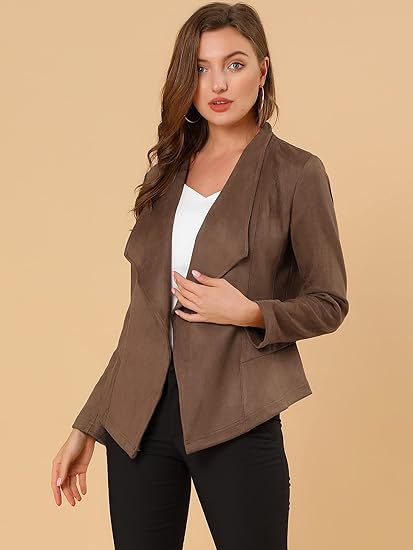 Women's Leather Jacket Trendy Open Cut With Pockets