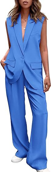 Women's Elegant Business Suit Short Sleeve Tops and Pants