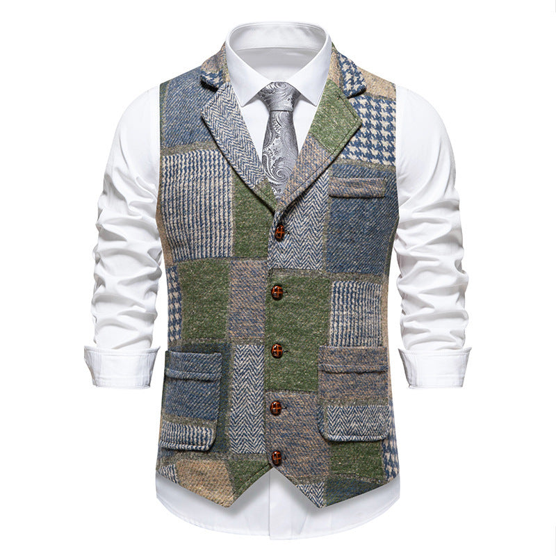 Men's Vest Modern Patchwork Design Practical