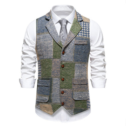Men's Vest Modern Patchwork Design Practical