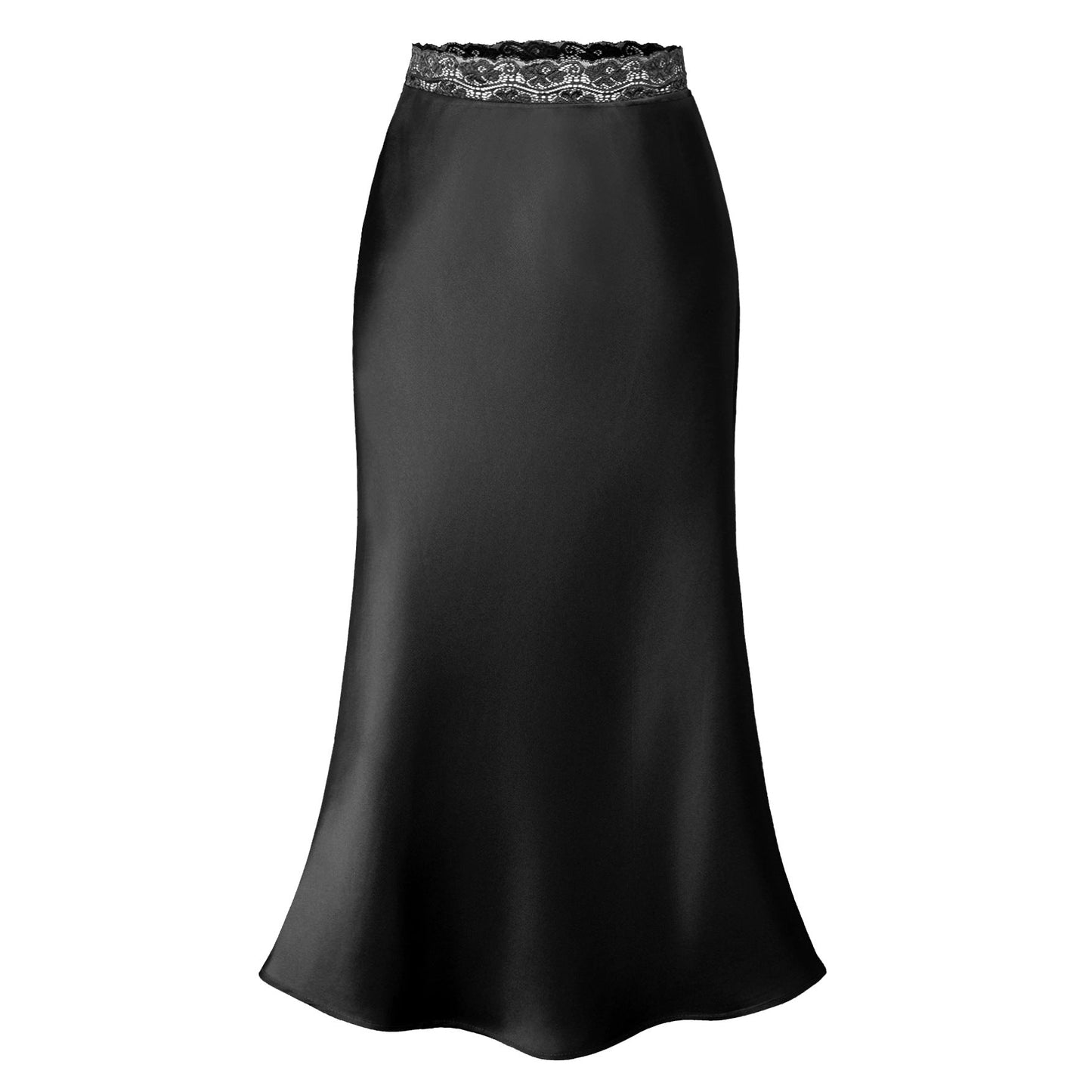 Elegant Women's Skirt Satin Lace Chic Long