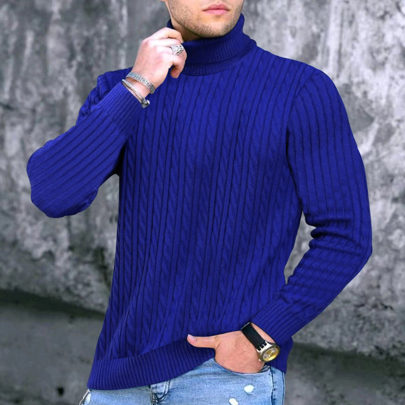 Men's Turtleneck Sweater Elegant Cable Knit Design