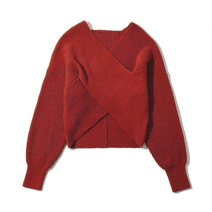 Women's Modern Wrap-Look Knitted Sweater
