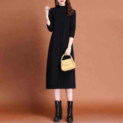 Women's Maxi Dress Elegant Knit Design High Neck