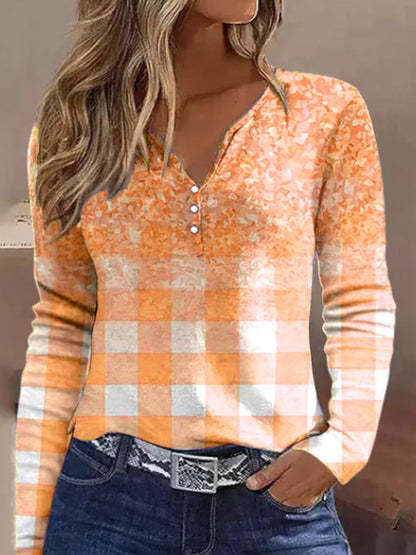 Women's Long-Sleeved Shirt Elegant Design with Buttons