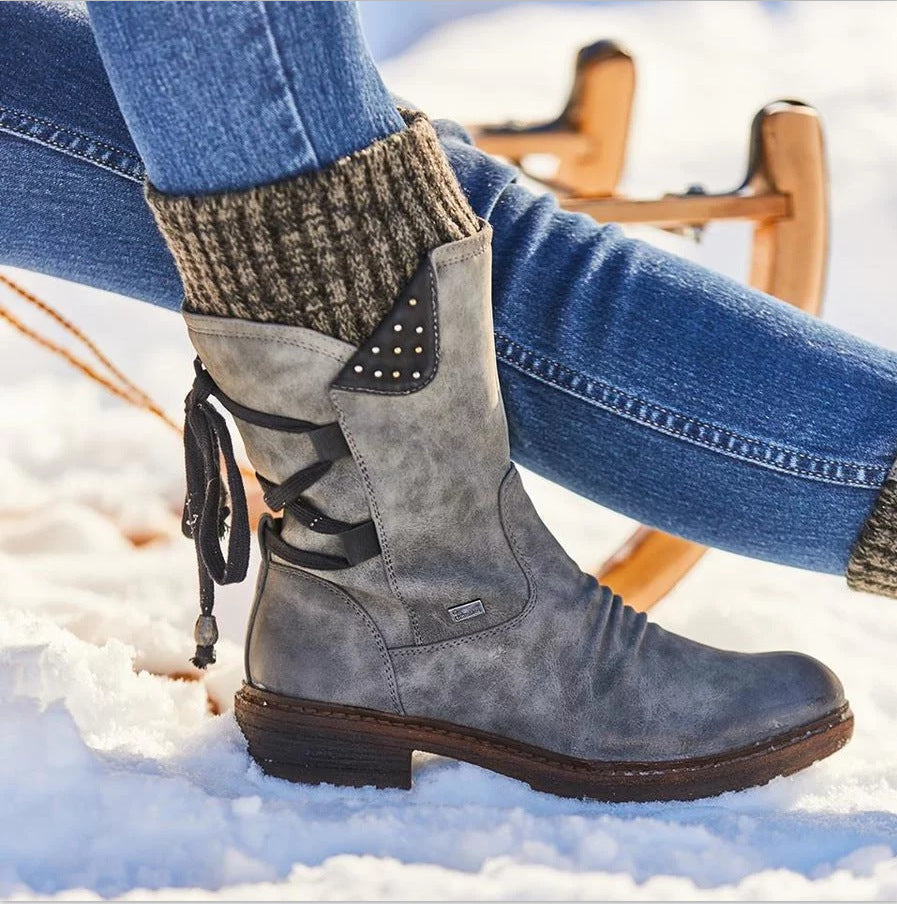 Ankle Boots Suede Brown Lacing Flat