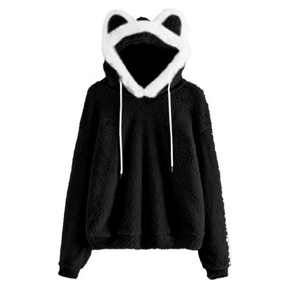 Women's Hoodie Cuddly Cat Face Cute