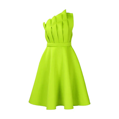 Elegant Women's One-Shoulder Dress with Wide Skirt
