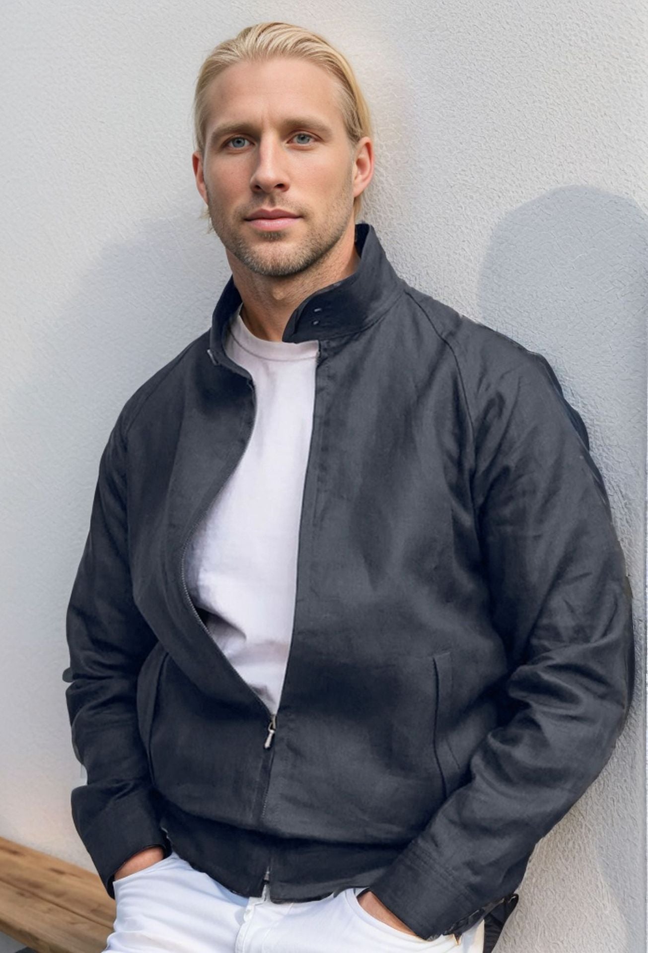 Men's Lightweight Transitional Jacket Modern Stand-up Collar