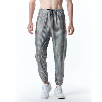 Men's Mesh Pants Metallic Trendy Summer Trousers