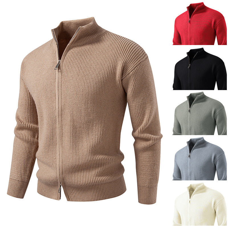 Herren Strickjacke Hochkragen Moderner Reißverschluss - IdealeKleiden