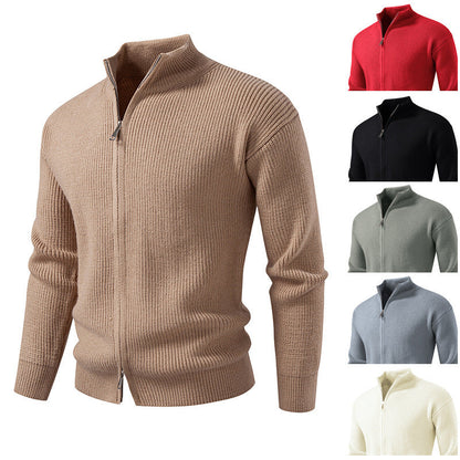 Herren Strickjacke Hochkragen Moderner Reißverschluss - IdealeKleiden