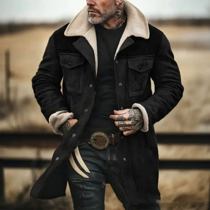 Leather Jacket with Sheepskin Collar Modern Laced